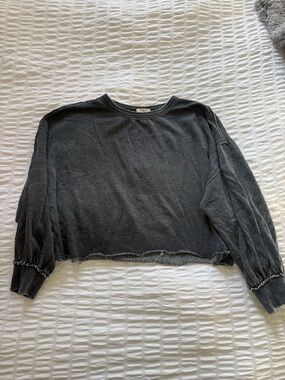 Z Supply Washed Black Cropped Sweatshirt